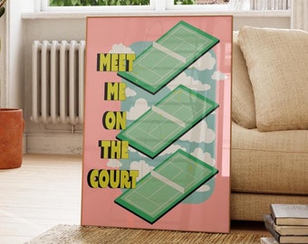 Pink Tennis Court Poster: Trendy Sporty Wall Art (Digital Download)