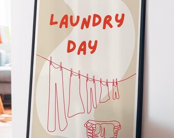 Laundry Room Sign Poster: Playful Hand Drawn Art (Digital Download)