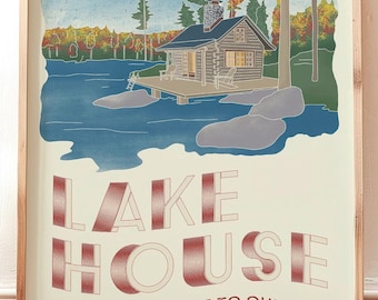 Lake House Artwork Vacation Home Decor For Entry Way Outdoorsy Rustic Home Decor Lake Themed Gift Wall Art for Lake Home Log Cabin Decor