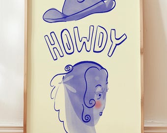 Howdy Cowgirl Print: Vintage Western Wall Art (Digital Download)