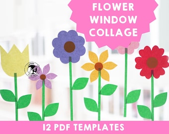 Blomfönstercollage: DIY-mallar för vårpyssel (PDF-mönster)