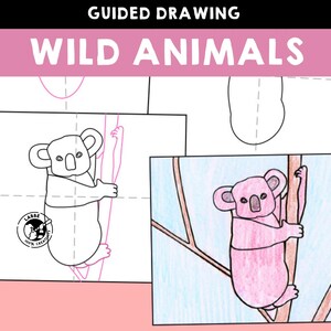 Guided Drawing - Wild Animals, Step-by-Step Drawing Guide, Fun Kids Art Activity, Printable Templates