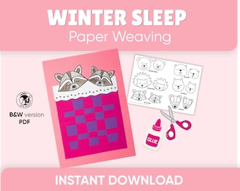 Paper Weaving Sleep | Hibernation Animal Craft | Bear, Hedgehog, Raccoon Activity | Kids Winter Craft | Printable Classroom