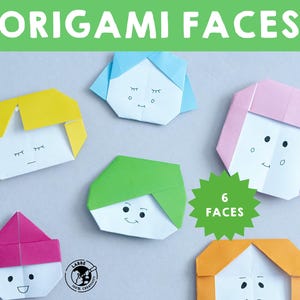 Rostos de origami | 6 instruções de dobradura passo a passo | Artesanato criativo em papel para crianças | Atividade de arte faça você mesmo