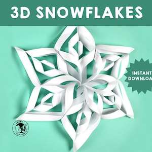 Fiocchi di neve 3D / Decorazioni invernali fai da te / Modelli di fiocchi di neve stampabili / Fiocchi di neve di carta festivi / Artigianato per le feste