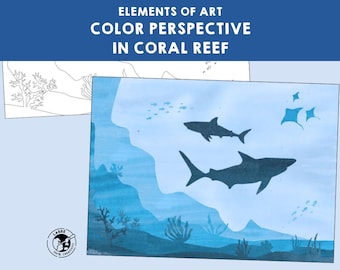 Coral Reef Color Theory Art Lesson | Underwater Painting Templates (PDF Pattern)
