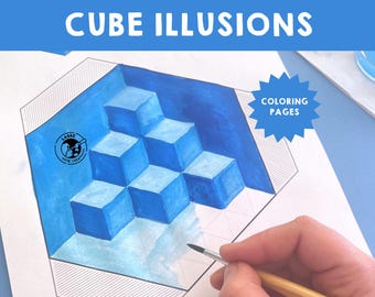 3D Cube Illusion Art: DIY Coloring & Mural Templates (PDF Pattern)