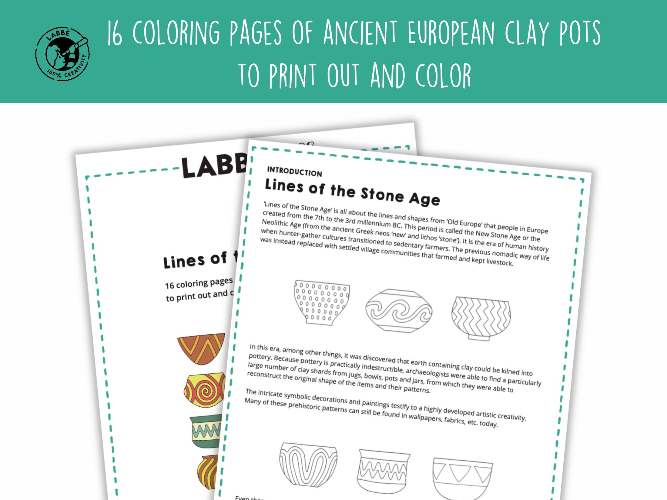 Neolthic Patterns Neolithic Pottery Art: Stone Age Coloring Templates (PDF Pattern) - Etsy