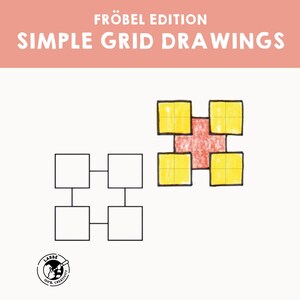 Semplici disegni a griglia di Fröbel / 30 fogli di lavoro / Modelli di pratica originali di Fröbel / Disegno a griglia fai da te / Artigianato educativo per bambini