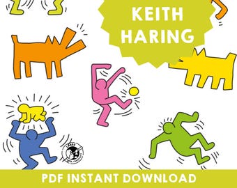 Hojas de dibujo de Keith Haring: Figuras de arte pop (patrón en PDF)