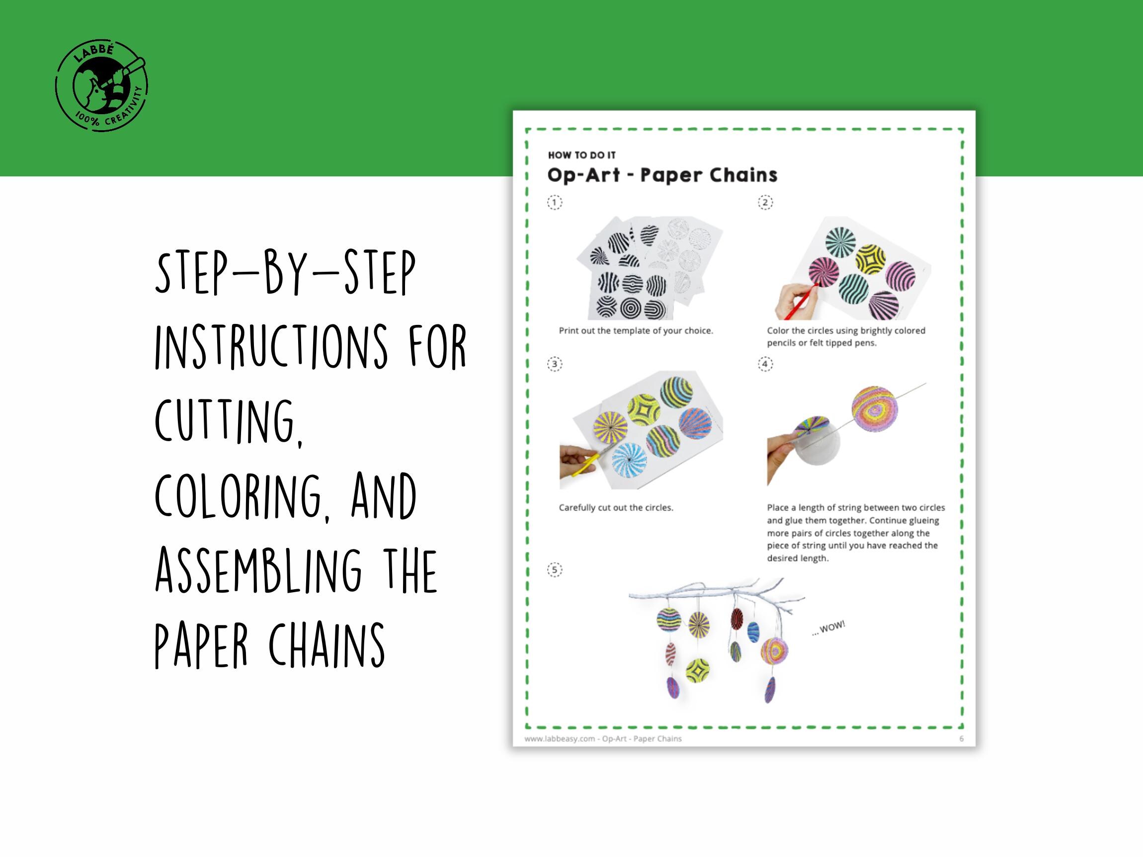 Op-art Paper Chains: DIY Printable Garland Templates (PDF Pattern) - Etsy