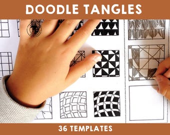 Doodle Tangles Drawing Guide: Pattern Templates, Art Activity (PDF Pattern)
