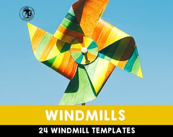 DIY Windmill Templates: 24 Paper Craft Designs (PDF Pattern)