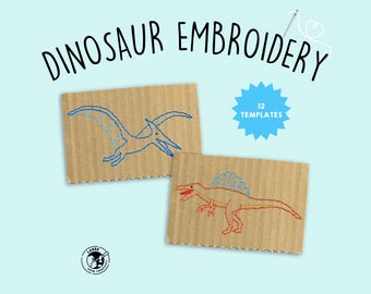Dinosaur Embroidery Templates | Kids Craft, Sewing Project (PDF Pattern)