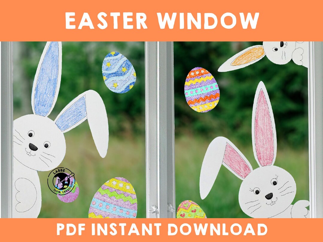 Easter Window Display | DIY Easter Window Decor | Printable Bunny and ...