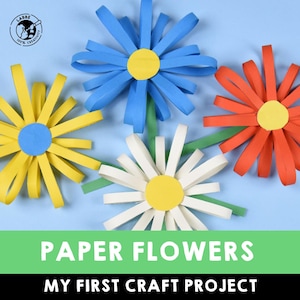 Papierblumen | DIY Papierblumen Vorlagen | Basteln für Anfänger | Druckbare Blumen Vorlagen | Kinder Handwerk Projekt