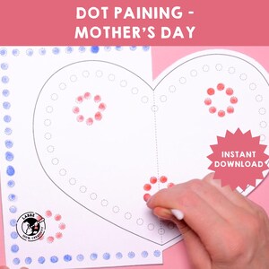 Mors dag-kortpyssel för barn, utskrivbar prickmålningsaktivitet, enkel gör-det-själv-present till mamma, förskoleklassrum i PDF-format