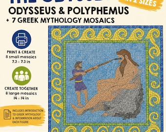 The Odyssey Mosaic Art Printable – Odysseus, Polyphemus & Greek Mythology PDF