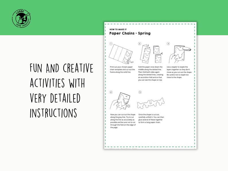 Springy Paper Chain Spring Paper Chain Templates: DIY Kids Craft (PDF Pattern) - Etsy