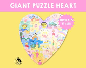 Giant Heart Puzzle Templates: DIY Collaborative Art Project (PDF)