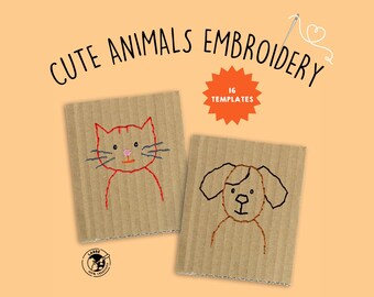 Animal Embroidery Templates | Kids Craft Sewing Project (PDF Pattern)