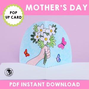 Cartes pop-up Fête des Mères | Création de cartes à faire soi-même | Modèles de fenêtres contextuelles imprimables | Bricolage pour enfants pour la fête des mères | Cartes de voeux faites main