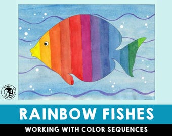 Rainbow Striped Fish Color Theory Art Lesson – Printable Templates (PDF Download)