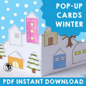 Pop-Up Karten Winter | DIY Weihnachtskarten | Winterszene Vorlagen | Druckbare Pop-Up Karten | Kinder Winter Basteln