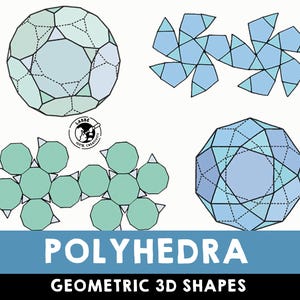 Geometric 3D Shapes | Polyhedra Drawing Worksheets | Educational Math Activity | Fun 3D Shape Designs | Kids Geometry Craft