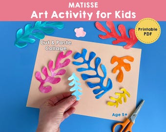Matisse Cutouts Printable for Kids Art Lesson, Collage Activity Template PDF, Henri Matisse Inspired Art Project, Classroom Craft