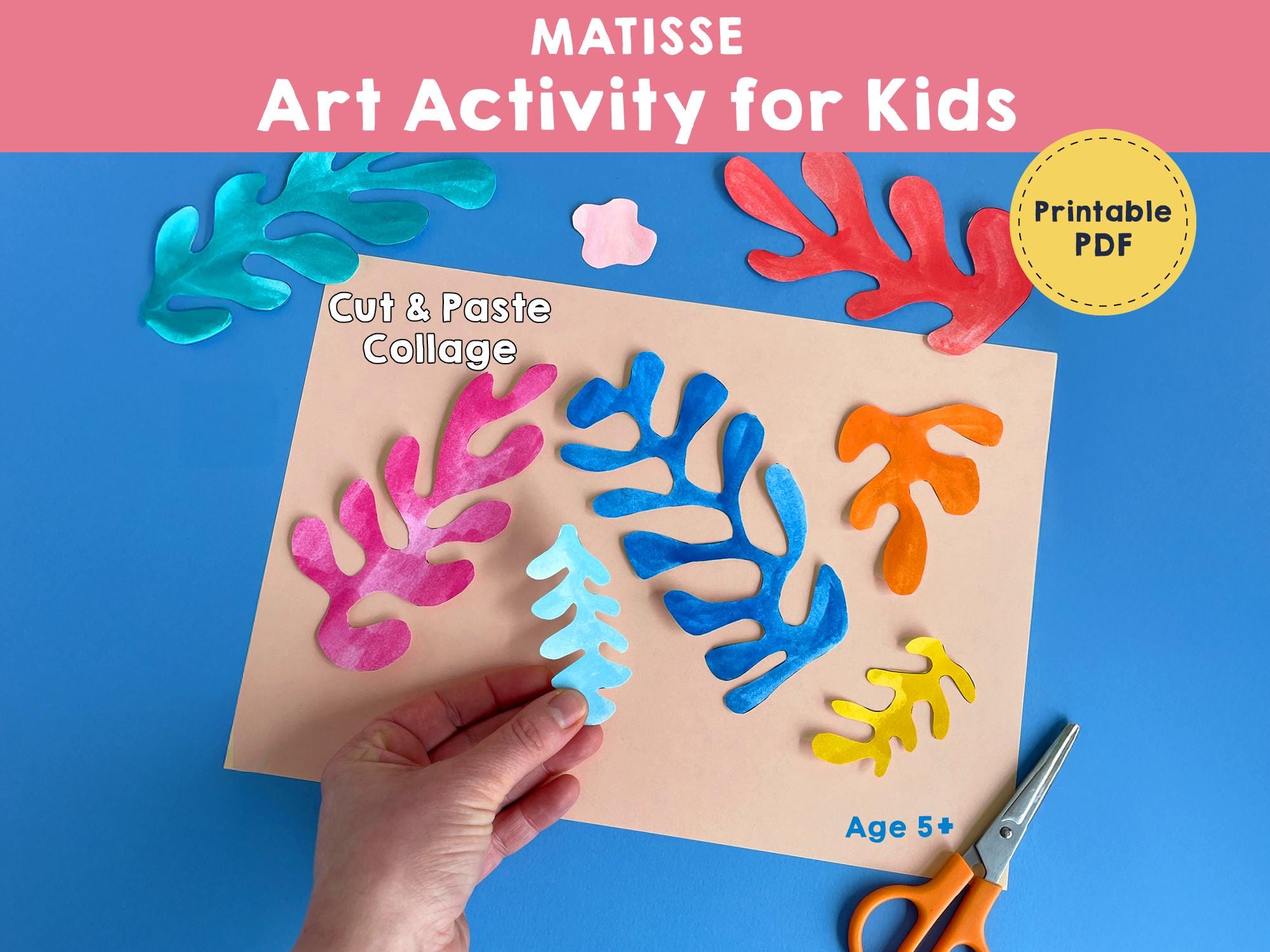 Matisse Cutouts Printable for Kids Art Lesson, Collage Activity