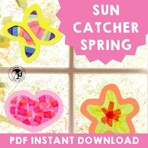 Sonnenfänger | Frühlingshandwerk | DIY Frühlingsdeko | Druckbare Suncatcher Vorlagen | Frühlingsaktivität für Kinder | Klassenzimmer-Kunst-Projekt
