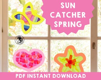 Spring Suncatcher Templates: Kids DIY Craft, Classroom Art (PDF Pattern)