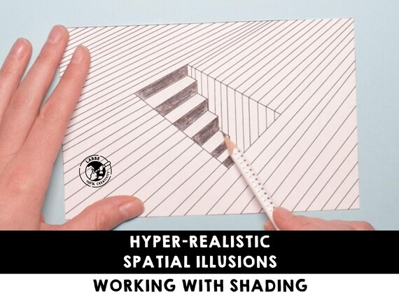 Spatial Illusions: Shading Techniques, Pencil Drawing Templates (PDF Pattern)
