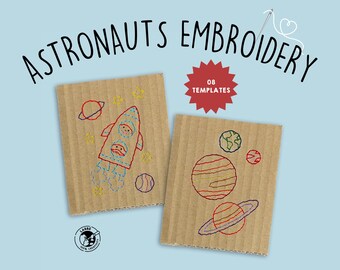 Astronaut Embroidery Templates | Kids Stitching Craft (PDF Pattern)