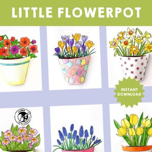 Kleiner Blumentopf | DIY Papierblumentöpfe | Druckbare Blumentopf Handwerk | Spaß Frühling Handwerk für Kinder | 3D Blumentopf Vorlagen