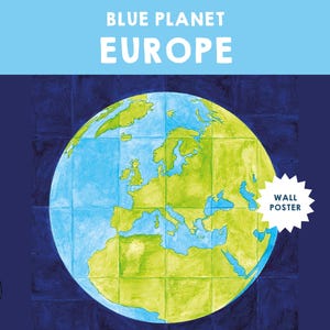 Planète bleue - Europe | Poster mural | Modèle à colorier | Poster éducatif | Activité de géographie pour les enfants