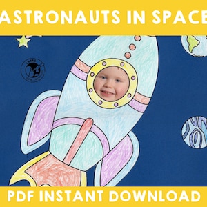 Astronauts in Space | DIY Space Collage | Printable Astronaut Templates | Kids Outer Space Activity | Personalized Space Art