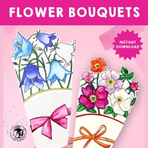 Flower Bouquets | DIY Paper Flower Craft | Cut-and-Fold Flower Bouquets | Printable Floral Templates | Fun Flower Art for Kids