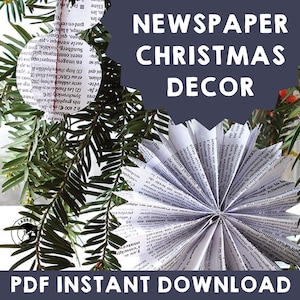 Decorazioni natalizie con giornali / Artigianato ecologico per le feste / Decorazioni in carta riciclata / Decorazioni natalizie fai da te / Modelli di artigianato stampabili