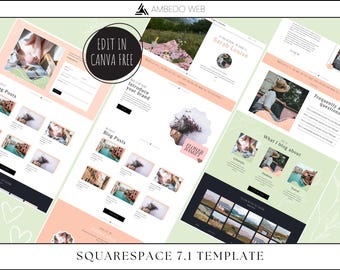 Squarespace Website Template | Peachy Pages | Pink Squarespace theme for photographer Blog template, Template for Business | Squarespace 7.1
