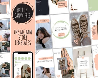 Instagram Story Templates Canva | Peachy Pages | Editable Social Post | Pink Instagram Cute Instagram Travel Instagram Blogging Instagram