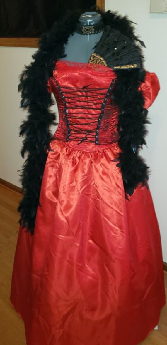 Vintage 80s does Saloon Victorian gown dress corse