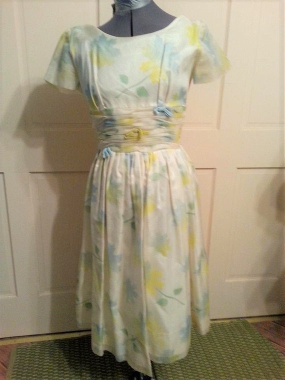 50's 60's party cocktail dress short chiffon blue