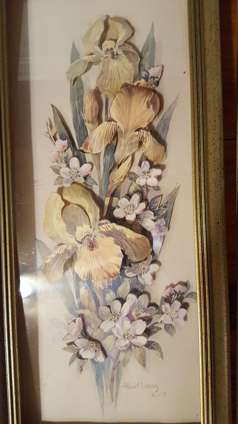 Pair Robert Laessig 3D poppy Iris Floral framed shadow box | Etsy Pair Robert Laessig 3D poppy Iris Floral framed shadow box | Etsy
