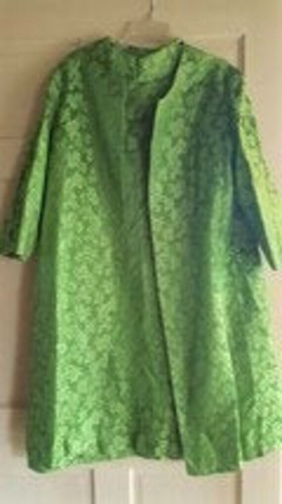 Green XL vintage dress mid century mod mad men wig