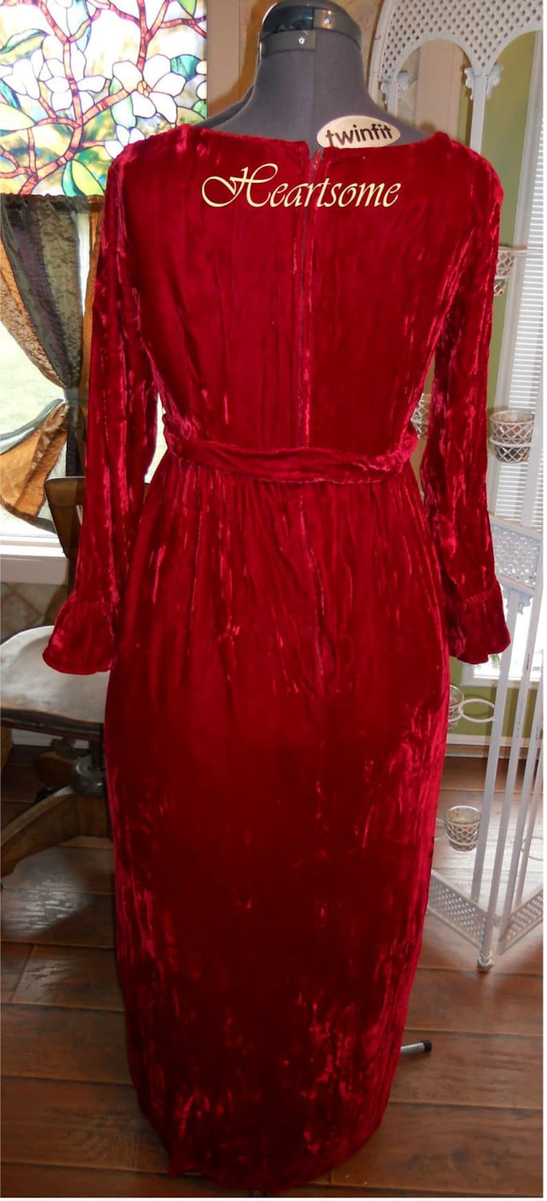 Jane Austen Victorian style gown Red velvet Regency dress Etsy