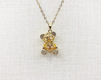 Geometrisches abstraktes Design-Teddybär-Anhänger-Halskette, Goldteddybär-Halskette, Teddybär-Schmucksachen, Tiercharme-Anhänger, Tierliebhaber