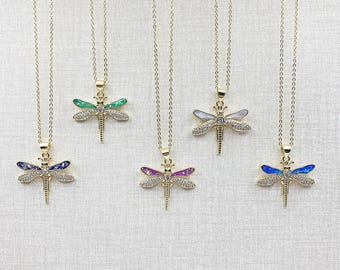 5 Farben Libelle Anhänger Halskette, Gold Libelle Halskette, Libelle Schmuck, Libelle Charm Anhänger, Libelle Anhänger Halskette