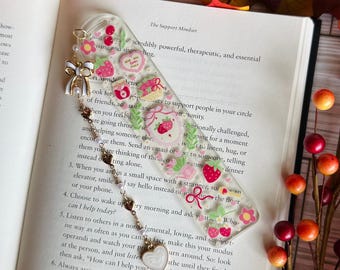 Strawberry Picnic Acrylic Bookmark, Berry Picnic Bookmark, Coquette Berry Bookmark, Gift for Book Lover, Farmhouse Berry Bookmark